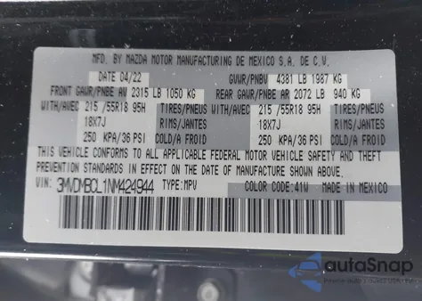 2022 Mazda Cx-30 Preferred from USA, damaged, VIN 3MVDMBCL1NM424944